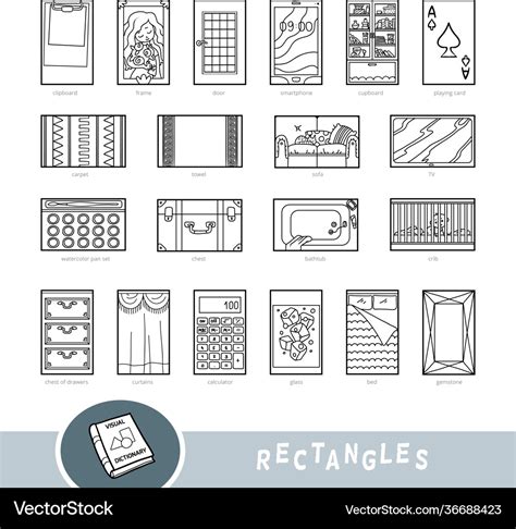 Black and white set rectangle shape objects Vector Image