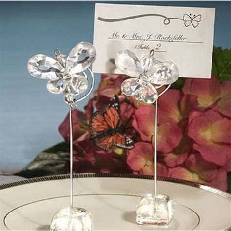 Crystal Butterfly Place Card Holders White