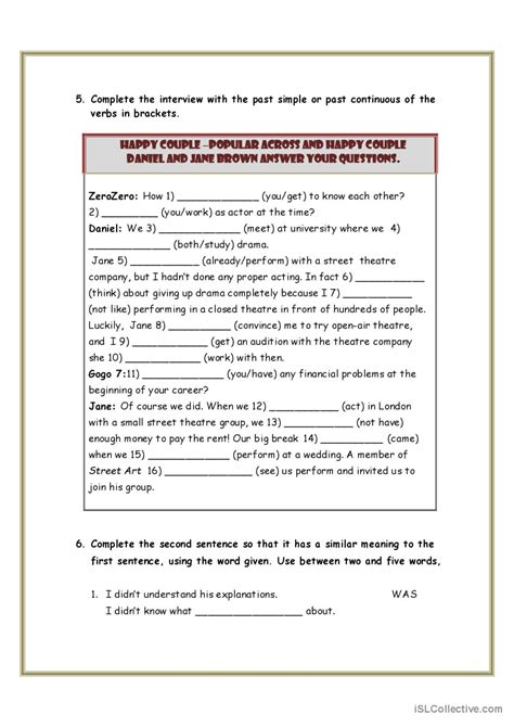 Past Simple And Past Continuous English Esl Worksheets Pdf And Doc