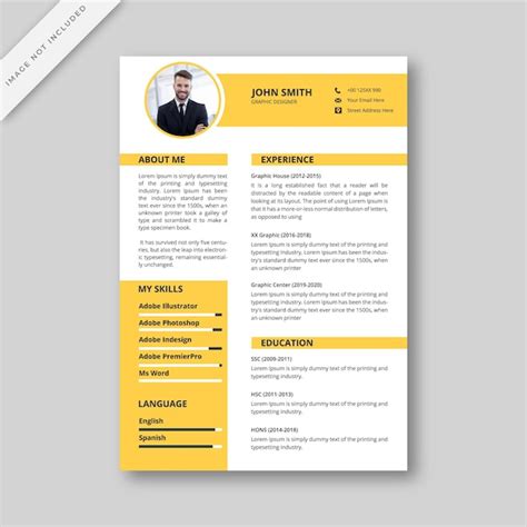 Plantilla De Curriculum Vitae Vector Premium