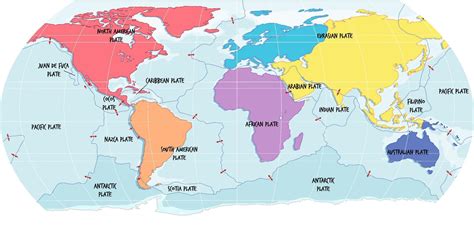 Carte Du Monde Montrant Les Limites Des Plaques Tectoniques Art