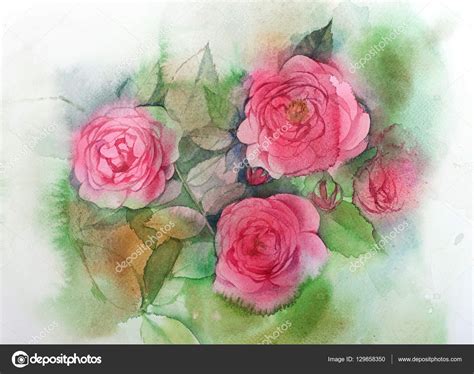 Watercolor roses painting Stock Photo by ©ultrapro 129858350