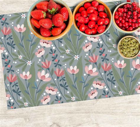 Elegant Floral Pattern Modern Vinyl Placemats Tenstickers