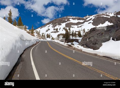 Highway 108 Sonora Pass In Snow Sierra Nevada California Usa Stock