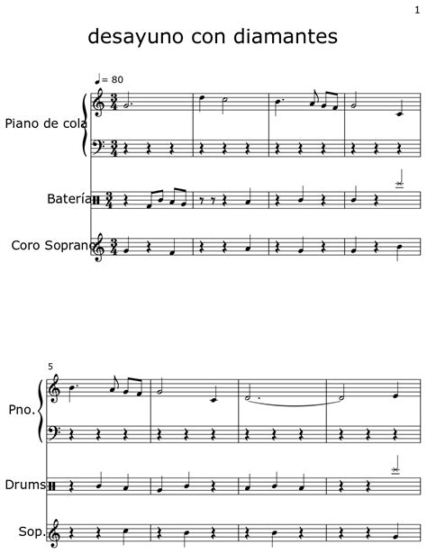 Desayuno Con Diamantes Sheet Music For Piano Drum Set Choir Tenor