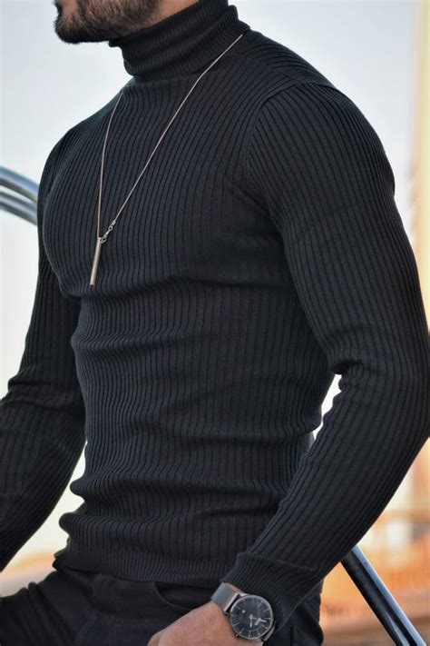 Buy Black Slim Fit Turtleneck Wool Sweater By Gentwith Free Shipping