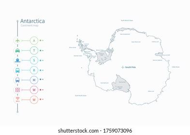 Antarctica Map Detailed Antarctica Continent Vector Stock Vector ...