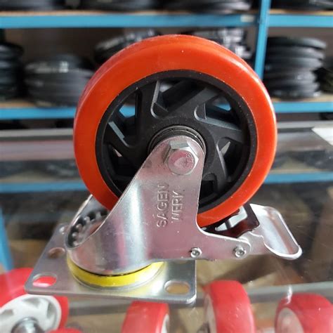 Jual Roda PVC 4 Inch Hidup REM PVC Castor 4 Inch Swivel Brake