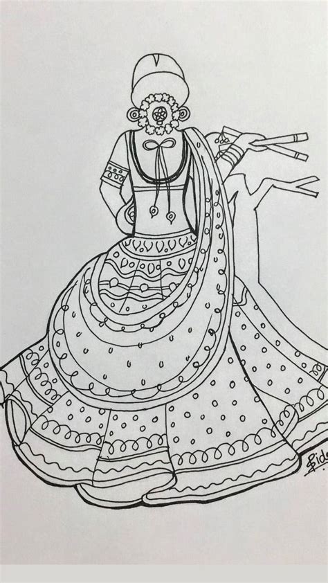 Dandiya Girl | Happy Navratri | #Navratri Drawing Ideas #Dandiya ...