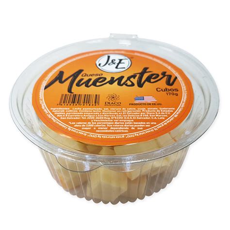 J E Queso Muenster Cubos 170 G DIACO FOODS