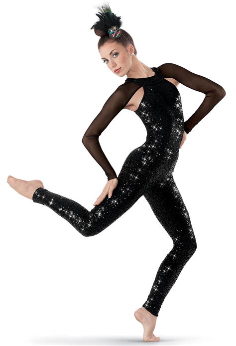 Weissman Sequin Spandex Unitard W Mesh Sleeves Jazz Costumes