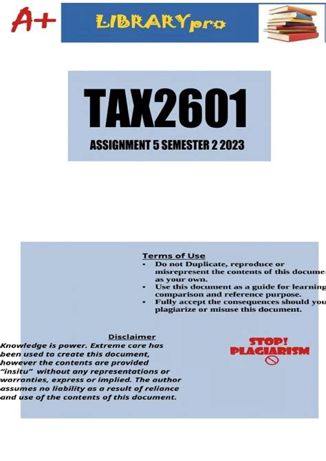 Tax2601 Assessment 5 Detailed Answers Semester 2 2023 Due 16