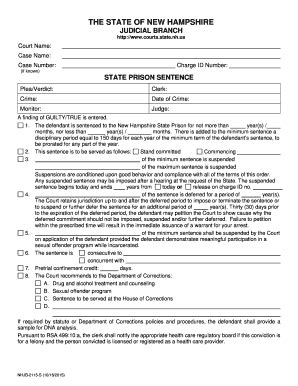 Fillable Online Courts State Nh State Prison Sentence Fax Email Print