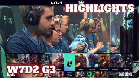 RGE Vs MAD Highlights Week 7 Day 2 S11 LEC Summer 2021 Rogue Vs