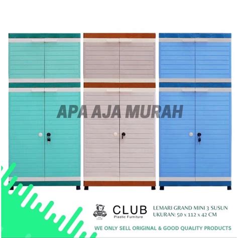 Jual LEMARI PLASTIK CLUB GRAND MINI WOOD 3 SUSUN LEMARI PLASTIK MOTIF