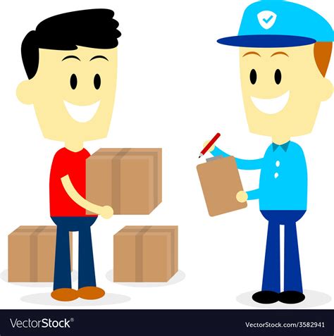 Postman Delivering Parcels To A Man Royalty Free Vector