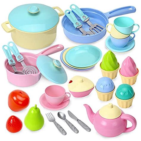 Snagshout Technok Kids Play Kitchen Accessories 49 Pcs Play Dishes