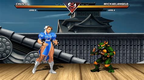 Chun Li Vs Michelangelo Mugen High Level Insane Epic Fight YouTube