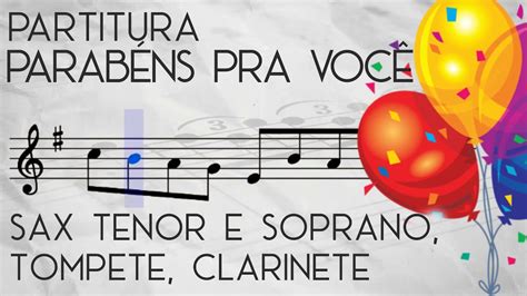 Partitura Parabéns pra você Sax tenor e soprano Instr em Bb Acordes