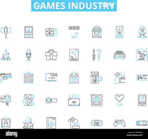 Games Industry Linear Icons Set Gaming Competition Innovation Fun