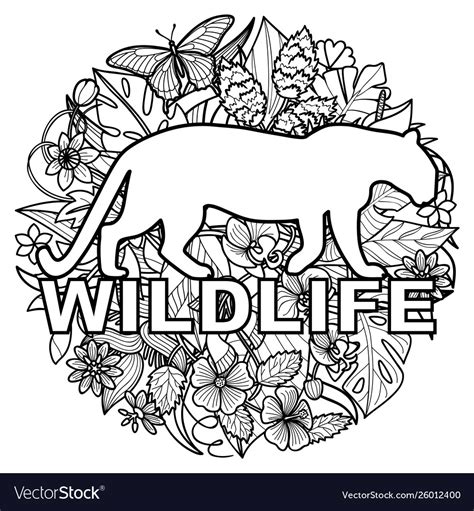 Wildlife Coloring Page With Leopard And Tropical Vector Image