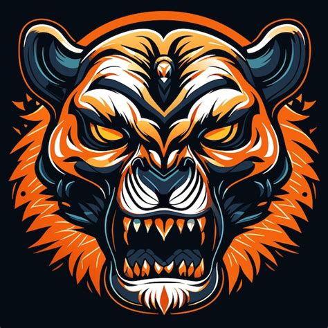 Premium Vector Retro Tiger Skull Vector Illustration Set