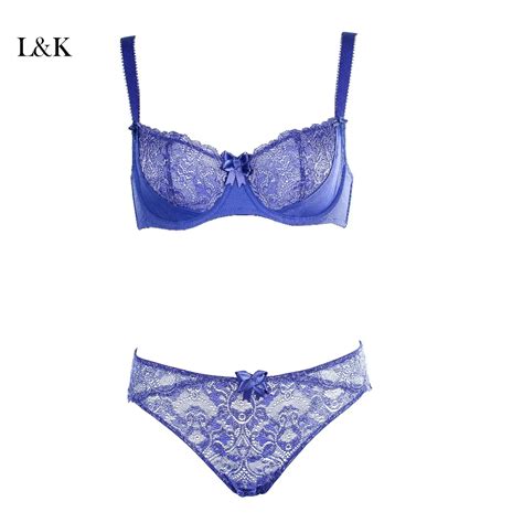 European Red Blue Sex Lace Bra And Brief Set Lingerie Bralette With