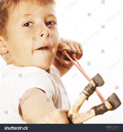 Little Cute Angry Real Boy Slingshot Stock Photo 316320569 Shutterstock