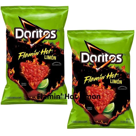 Doritos FLAMIN HOT LIMON Flavored Tortilla Chips 9 25 Oz Bag Snacks 2 Bags
