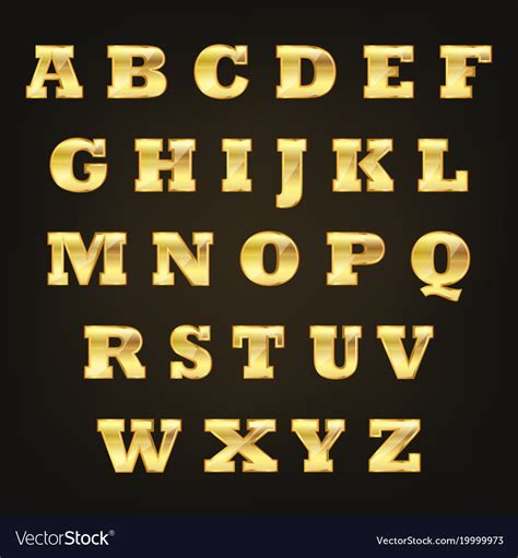 Golden alphabet letters Royalty Free Vector Image