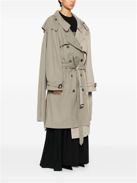 Balenciaga Double Sleeve Trench Coat Neutrals Farfetch Uk