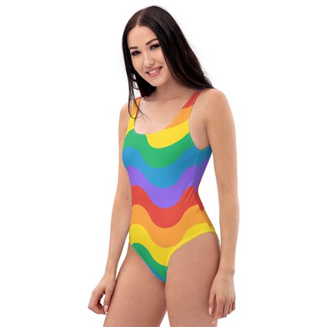 Lgbtq One Piece Swimsuit Rainbow Gay Pride Womens Bathing Suite