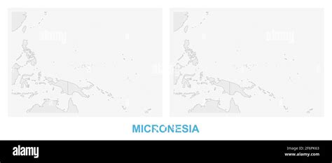 Two Versions Of The Map Of Micronesia With The Flag Of Micronesia And