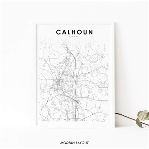 Calhoun GA Map Print, Georgia USA Map Art Poster, Gordon County, City ...