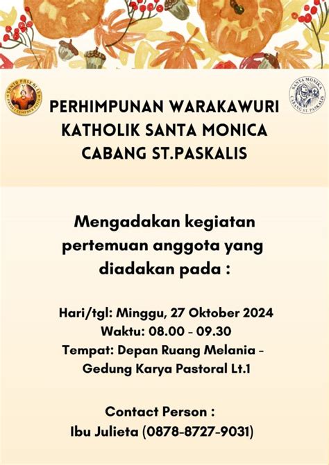 Warta Paroki Mingguan Oktober Gereja St Paskalis