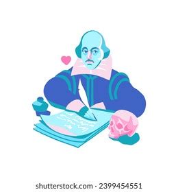 portrait william shakespeare famous english playwright stock vector