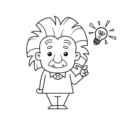 Download Black And White Albert Einstein Cartoon Character Has Idea ...