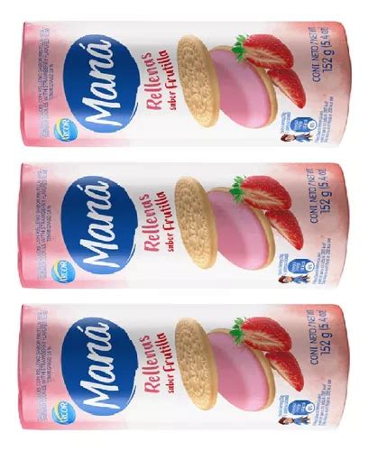 Pack X 3 Galletitas Mana Rellenas Sabor Frutilla X 152g C U MercadoLibre