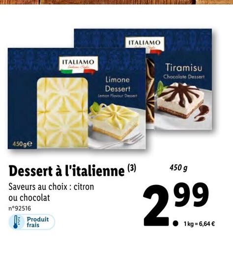 Promo Dessert A L Italienne Chez Lidl