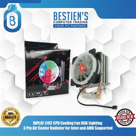 Inplay Lf02 Cpu Cooling Fan Rgb Lighting 3 Pin Air Cooler Radiator For Intel And Amd Supported