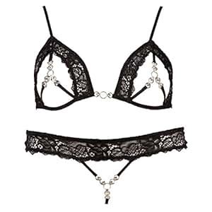 Sexy Bh Set Mit Perlen Bh Mit Offene Cups Mit String Und Strapshalter