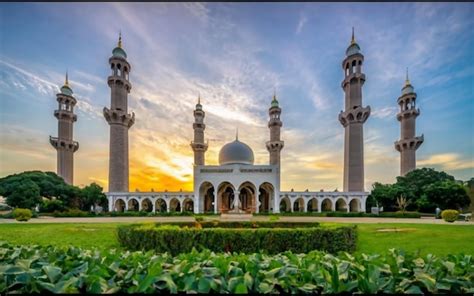 Premium Photo Photo A Mosque Is Shown In An Orange Sunset Scene