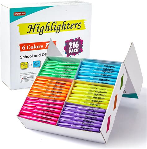 Highlighters Assorted Colors, 6 Colors - Set of 216 — Shuttle Art