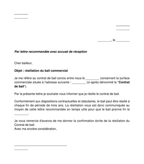 Lettre De R Siliation Du Bail Commercial Par Le Locataire Hot Sex Picture