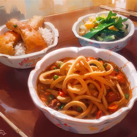 カレーうどん定食 - 十三不塔の作品 - Aipictors - AI画像投稿サイト・生成サイト