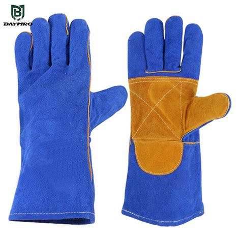 Cm Blue Cow Split Leather Double Palm Thumb Industrial Protection