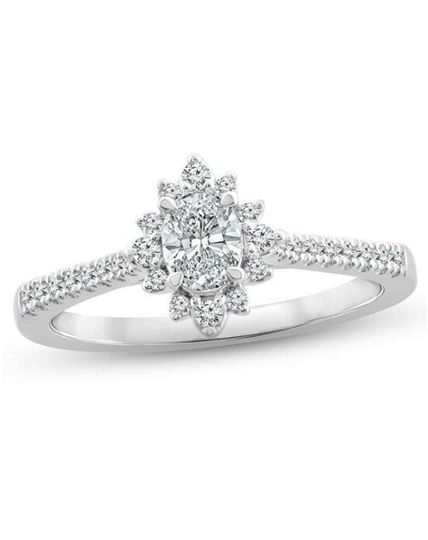 Kay Jewelers Diamond Halo Engagement Ring 1/2 ct tw Oval & Round-cut ...