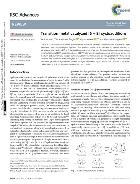 PDF Transition Metal Catalyzed 6 2 Cycloadditions