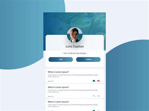 simple modern profile page ltr app design layout company profile