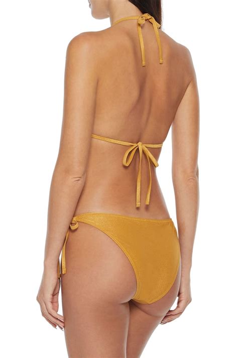 Solid Striped The Iris Metallic Low Rise Bikini Briefs The Outnet